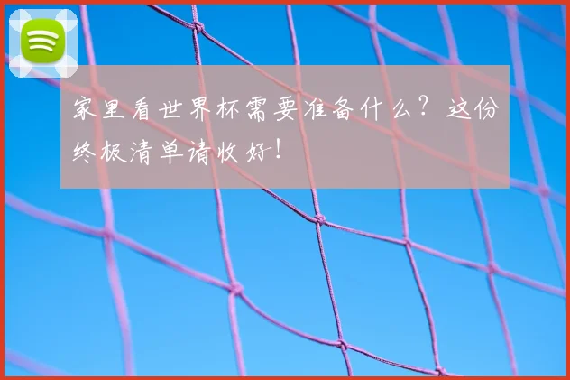家里看世界杯需要准备什么？这份终极清单请收好！